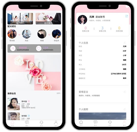 婚恋交友平台项目界面